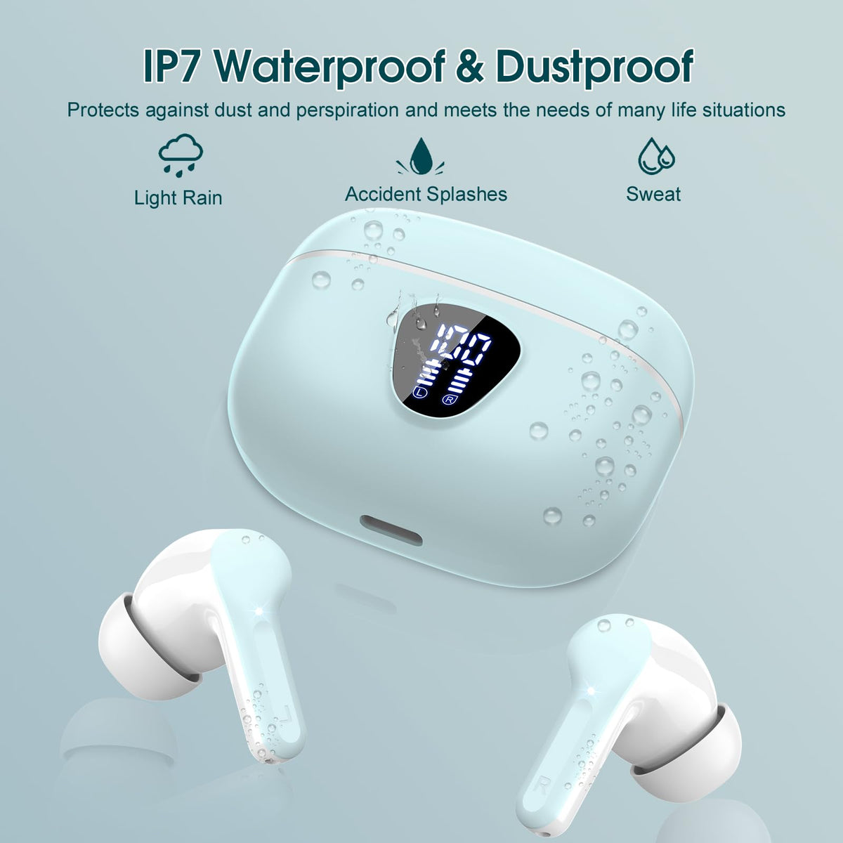 BESNOOW earbud held in hand for scale showing lightweight ergonomic design