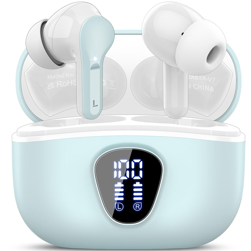 BESNOOW I53 front packaging in azure showing earbuds and case for quick setup