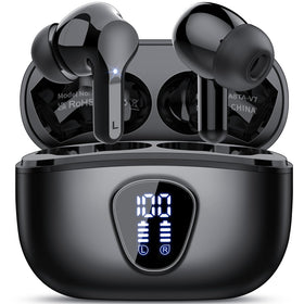 BESNOOW I53 front view showing compact case and earbuds, highlighting portability