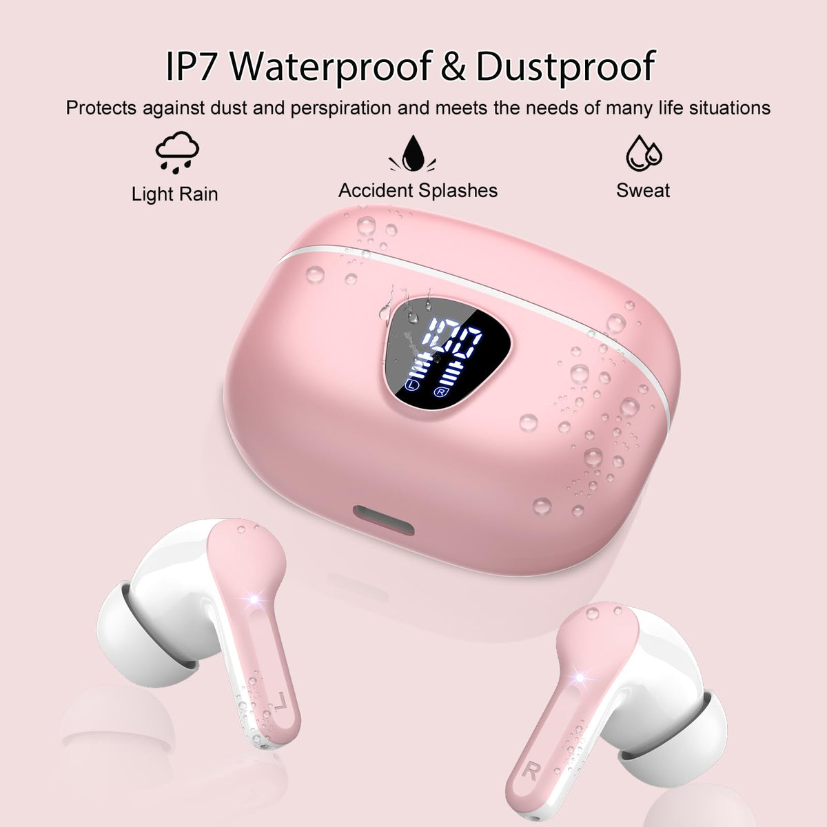 BESNOOW I53 earbuds during workout scene showing sweatproof use