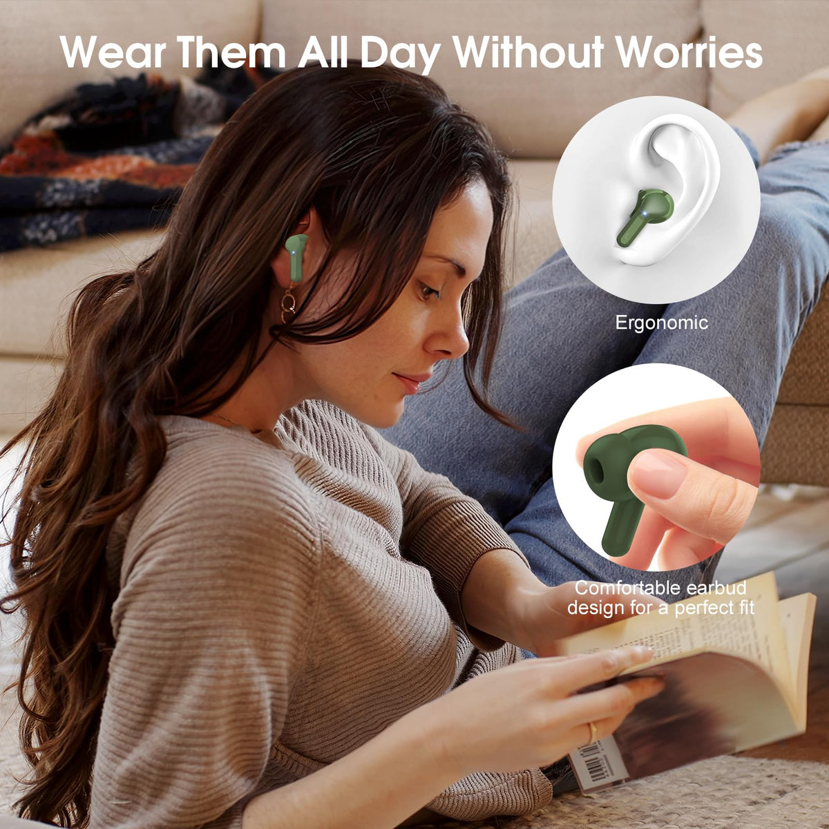 BESNOOW earbud touch control demonstration enabling hands-free playback and calls