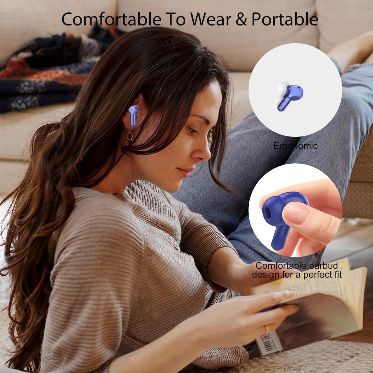 BESNOOW earbuds with water droplets, reliable sweat and rain protection