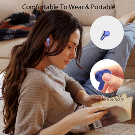 BESNOOW earbuds with water droplets, reliable sweat and rain protection