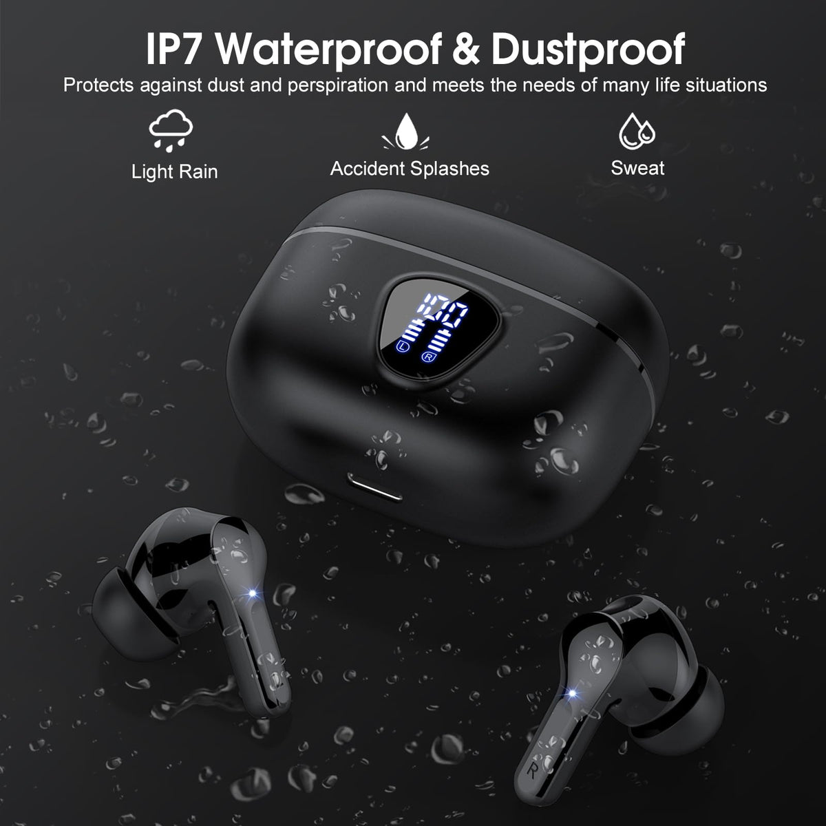 BESNOOW I53 with water droplets demonstrating IP7 protection for sweat resistance
