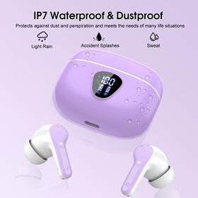 BESNOOW earbuds beside a coin showing compact size and portability