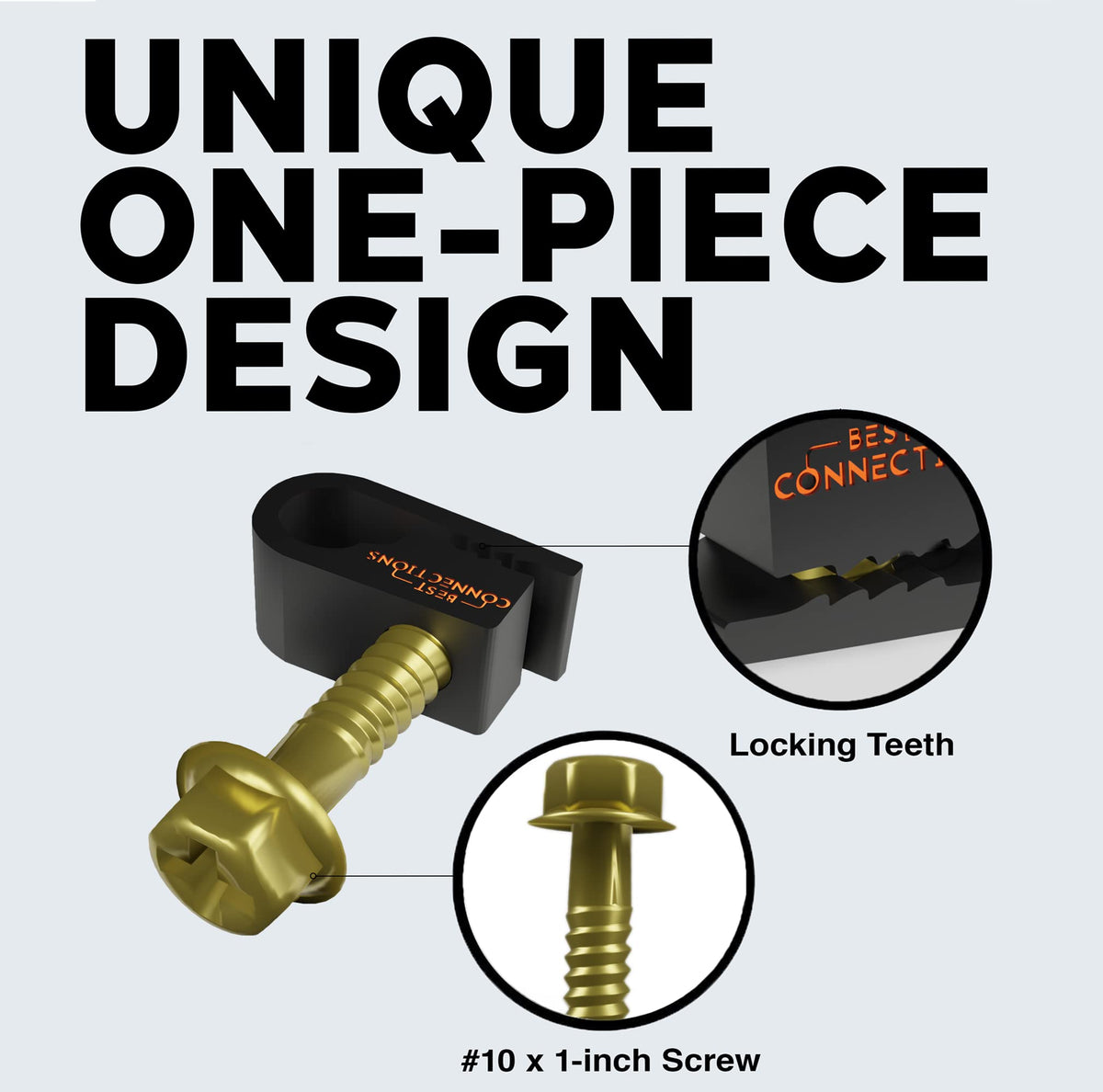 BEST CONNECTIONS clip with pre-inserted screws ready for installation.