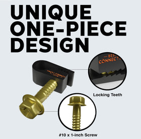 BEST CONNECTIONS clip with pre-inserted screws ready for installation.