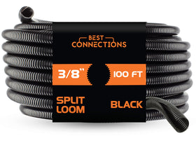 Best Connections split wire loom closeup showing easy split design for cable organization.