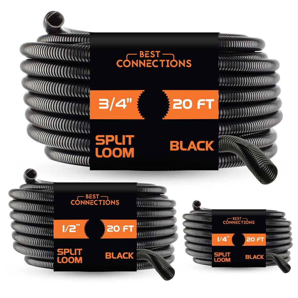 BEST CONNECTIONS split wire loom flex-guard closeup protecting wires in tight automotive spaces