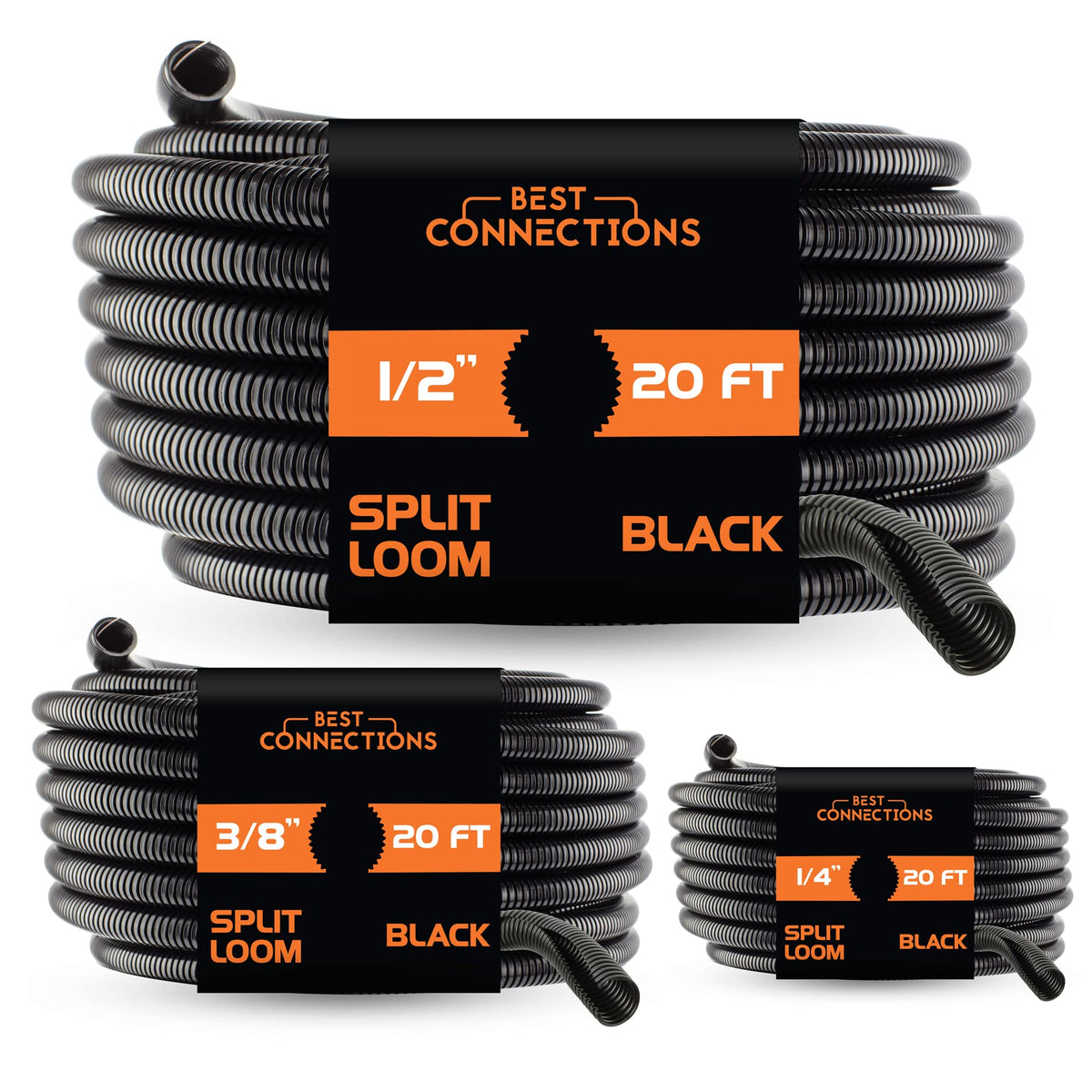 BEST CONNECTIONS wire loom 1/4 inch 20 ft demonstrating tidy automotive wiring protection