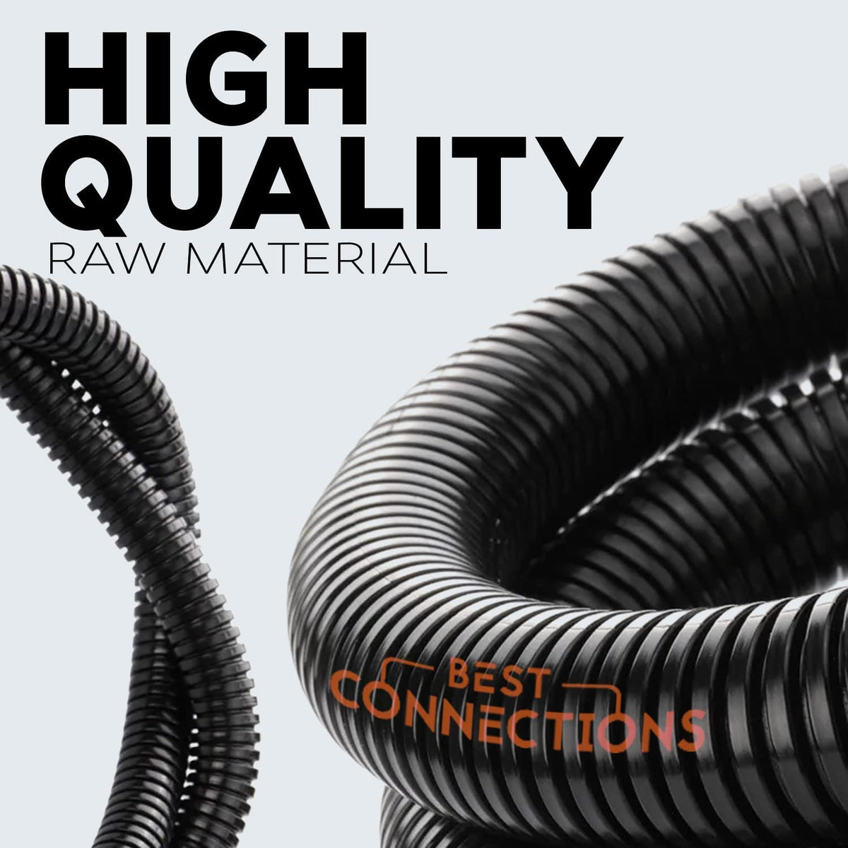 BEST CONNECTIONS wire loom shows easy installation with split opening for quick cable management.