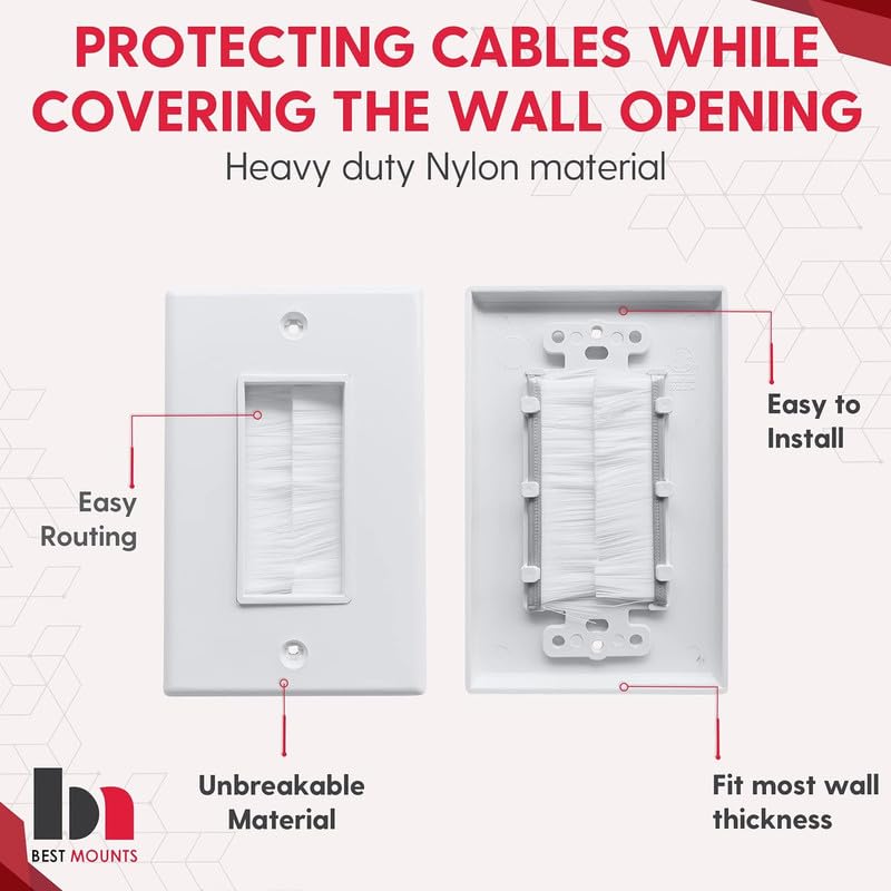 Best Mounts wall cable pass-through installation showing low-profile fit.