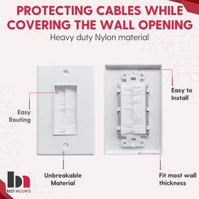 Best Mounts wall cable pass-through installation showing low-profile fit.