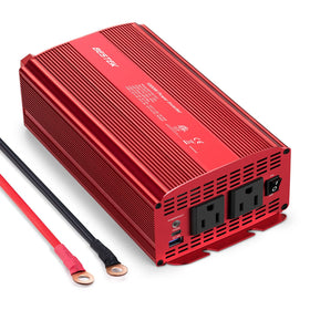 BESTEK 1000W inverter front view powering devices on the road