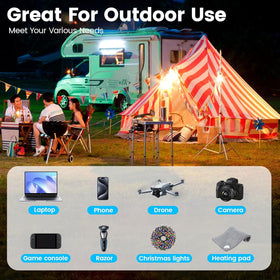 BESTEK powering lights and speaker at night campsite, adds convenient AC power