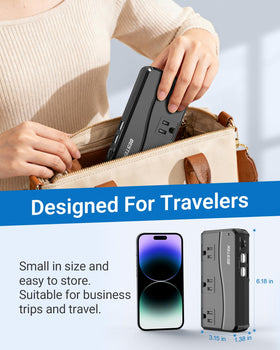 BESTEK plugged into hotel outlet showing safe device power while abroad
