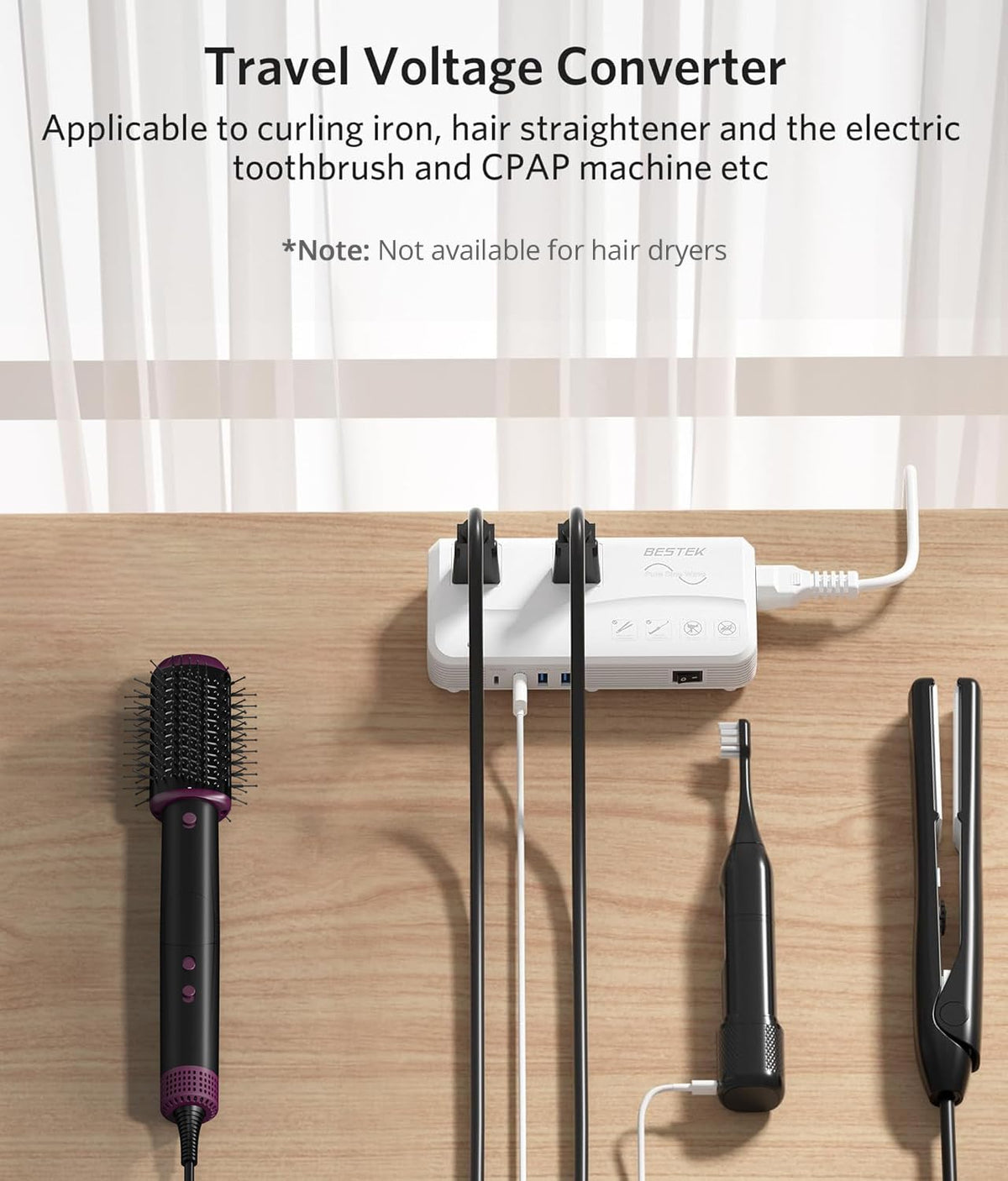 BESTEK set with EU, UK and US/AU adapters enabling worldwide compatibility