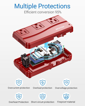 BESTEK beside smartphone to show compact size and easy packing benefit