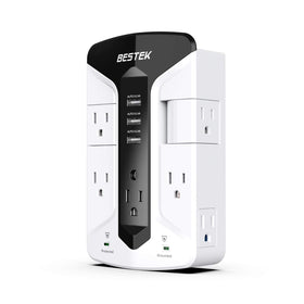 BESTEK front view showing seven outlets and compact profile, organizes charging