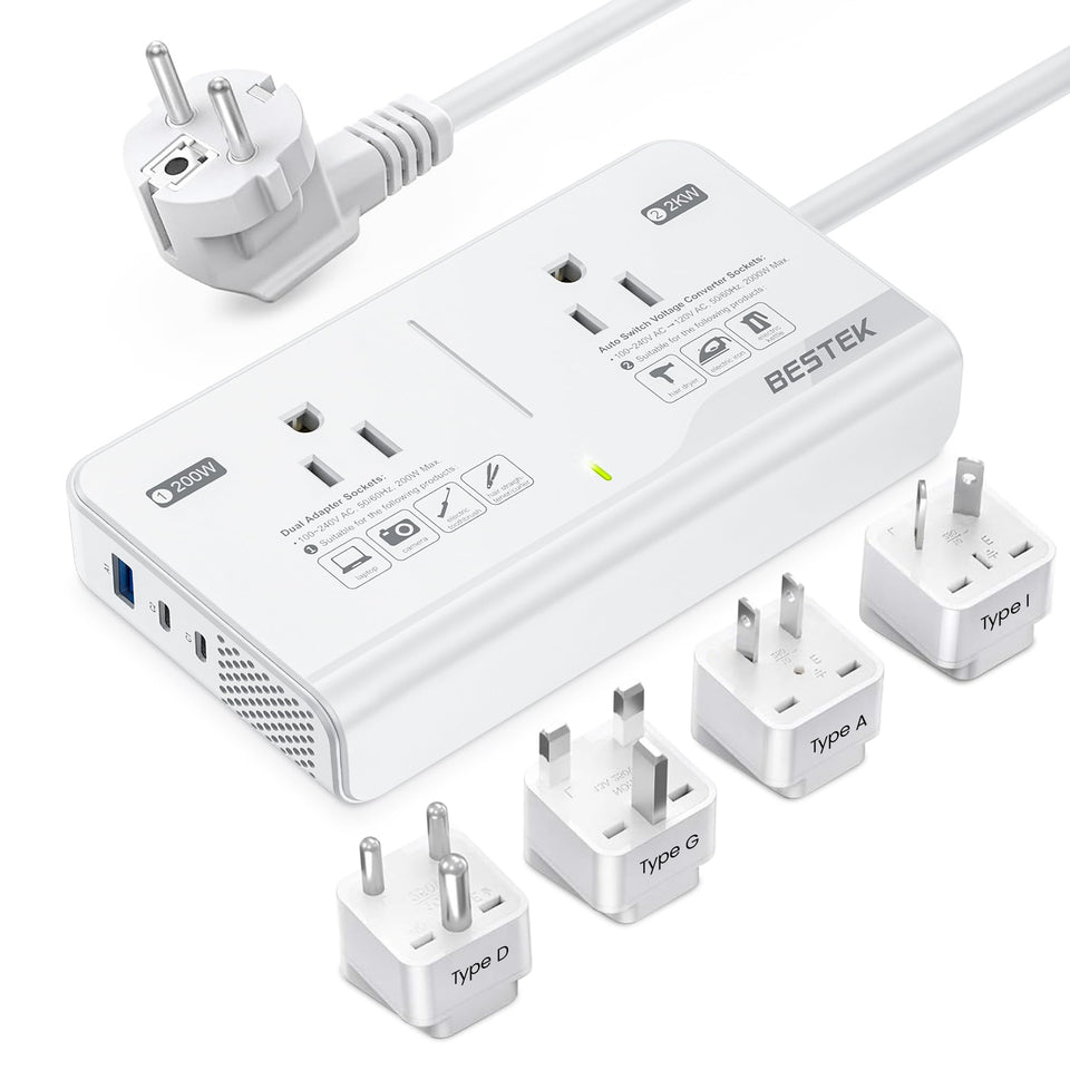 BESTEK front panel showing sockets and ports for versatile charging