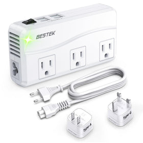 BESTEK front view adapter showing all ports and compact shape for easy travel