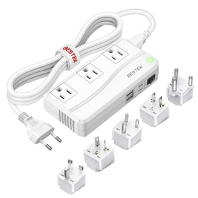 BESTEK front view of converter showing AC outlets and USB ports for versatile charging