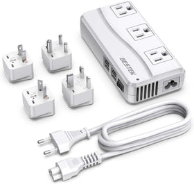 BESTEK front view showing AC sockets and USB ports for versatile charging
