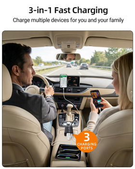 BESTEK inverter USB-A port keeps devices charged while driving.