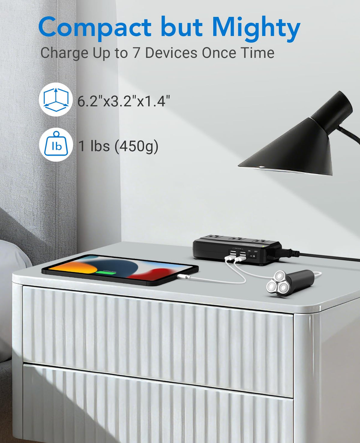 BESTEK on hotel nightstand powering devices for convenient travel use