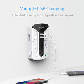 BESTEK mounted under desk, saves counter space and keeps cables tidy