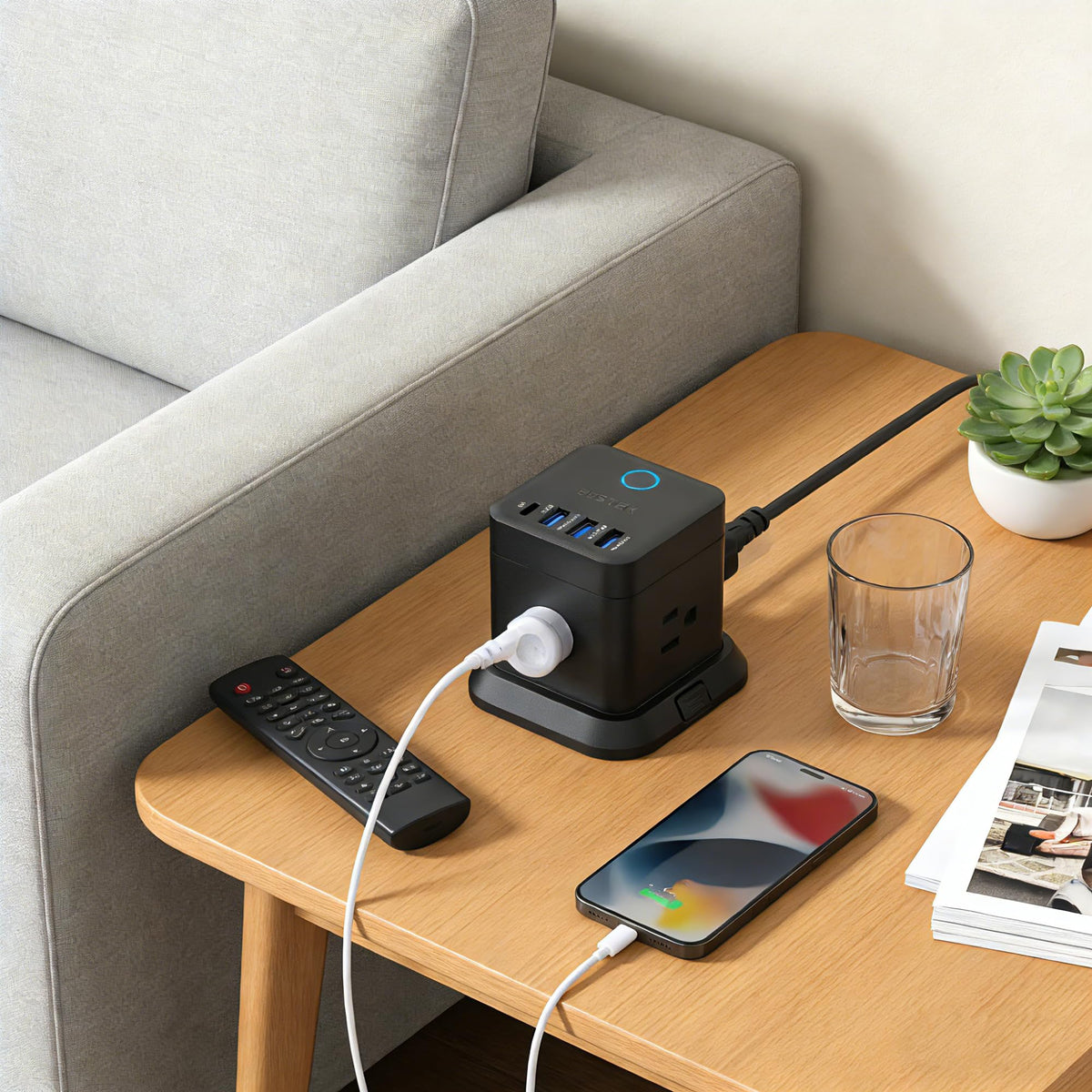 BESTEK PD20W power strip tower detachable base for flexible mounting