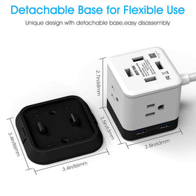 BESTEK 5 ft extension cord provides flexible reach to hidden outlets.