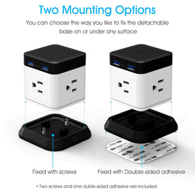 BESTEK desk setup keeps cords organized and devices within reach.