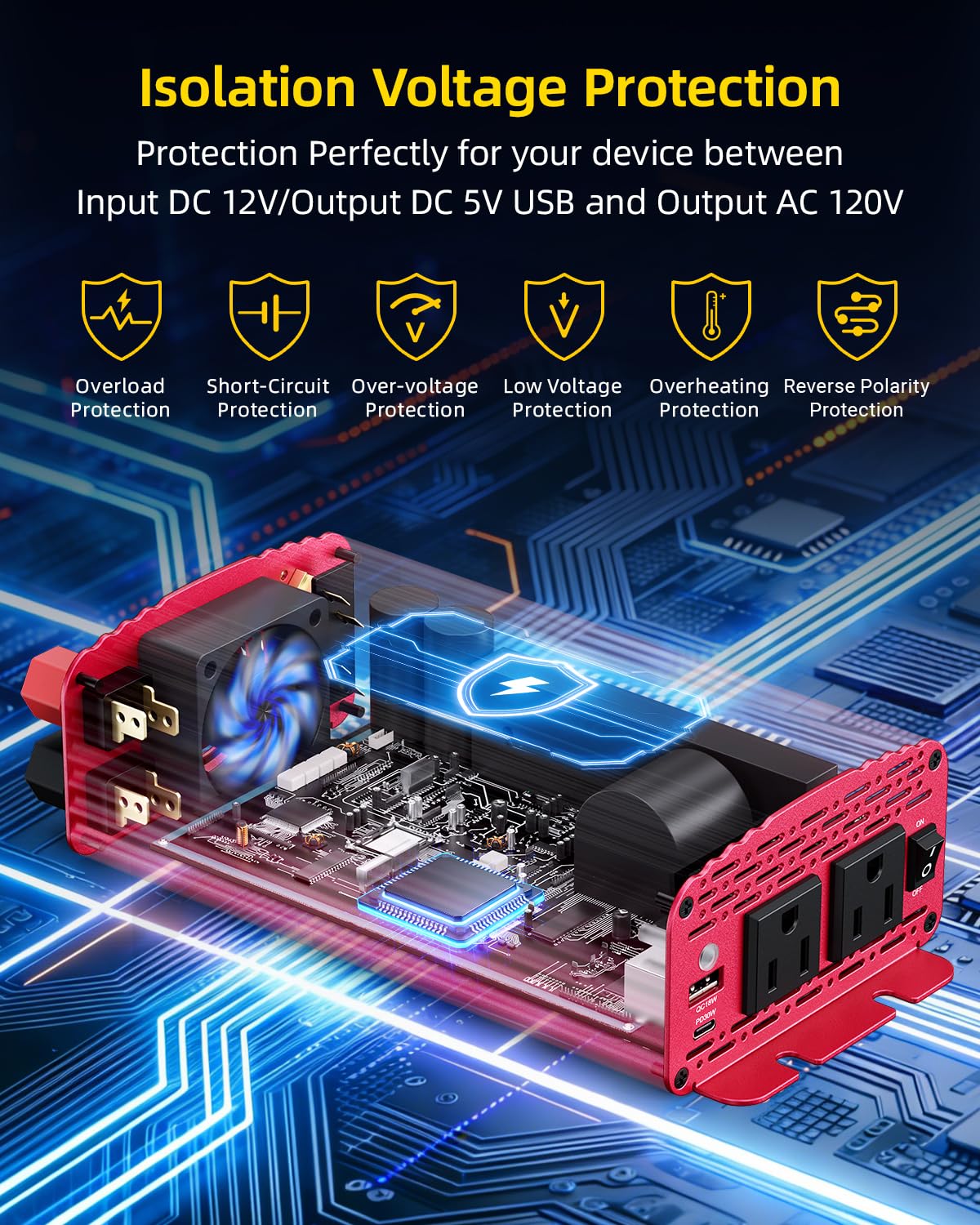 BESTEK protection features guard against over/under-voltage and overload.