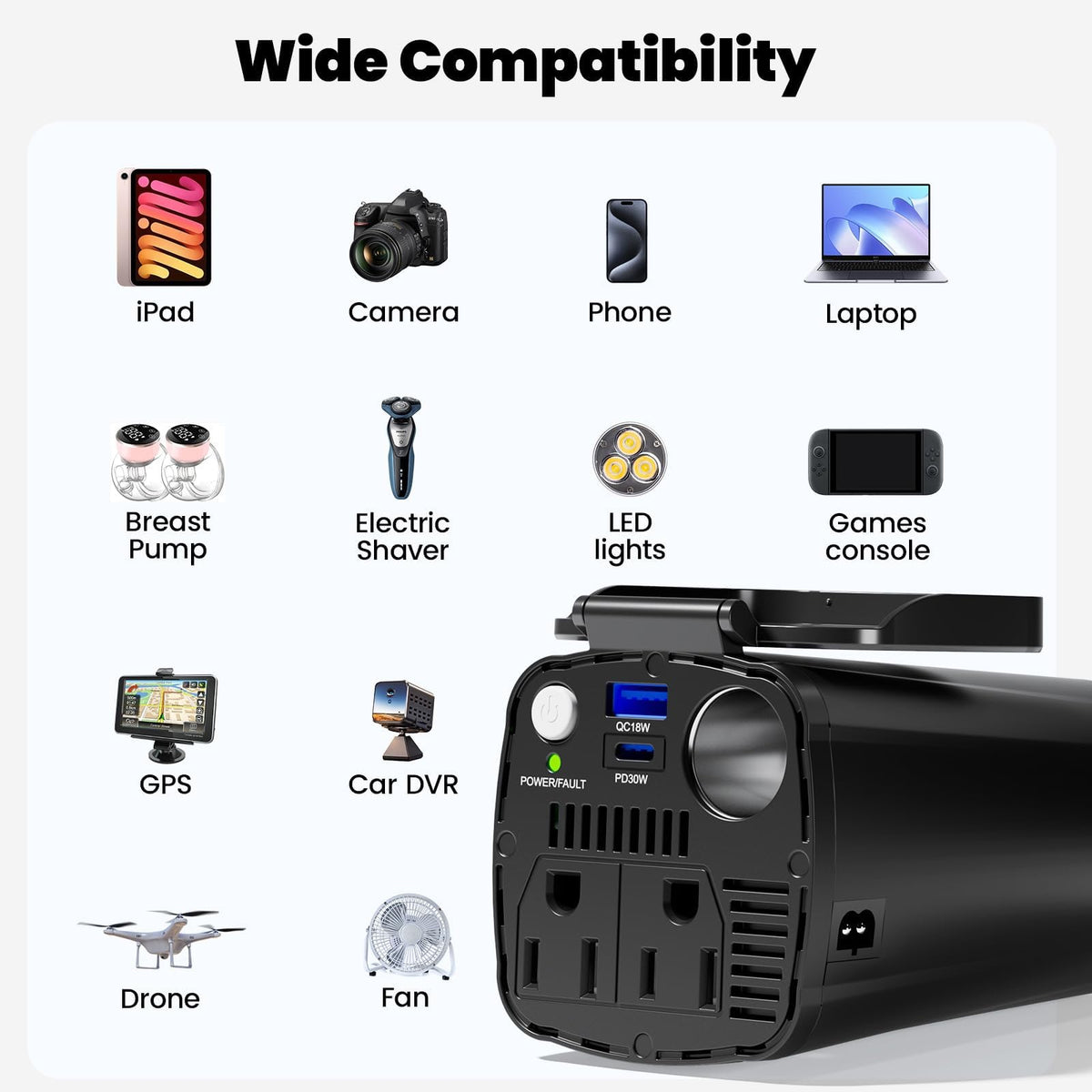 BESTEK road-trip inverter compact design ready for on-the-road power