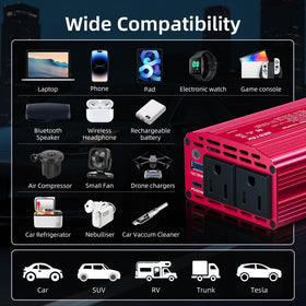 BESTEK inverter in a camping van powering small appliances outdoors