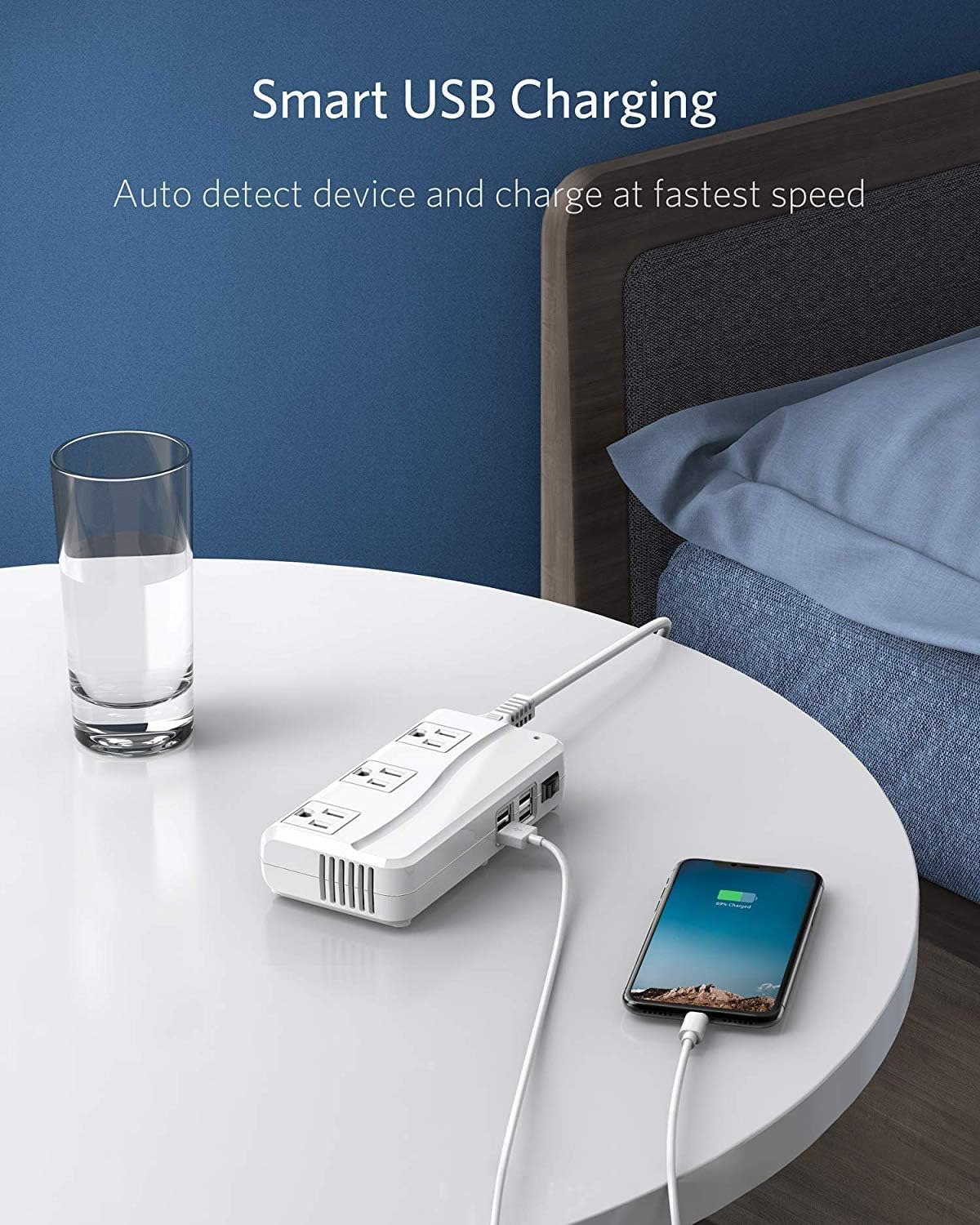 BESTEK held in hand to show compact size and easy packing benefit
