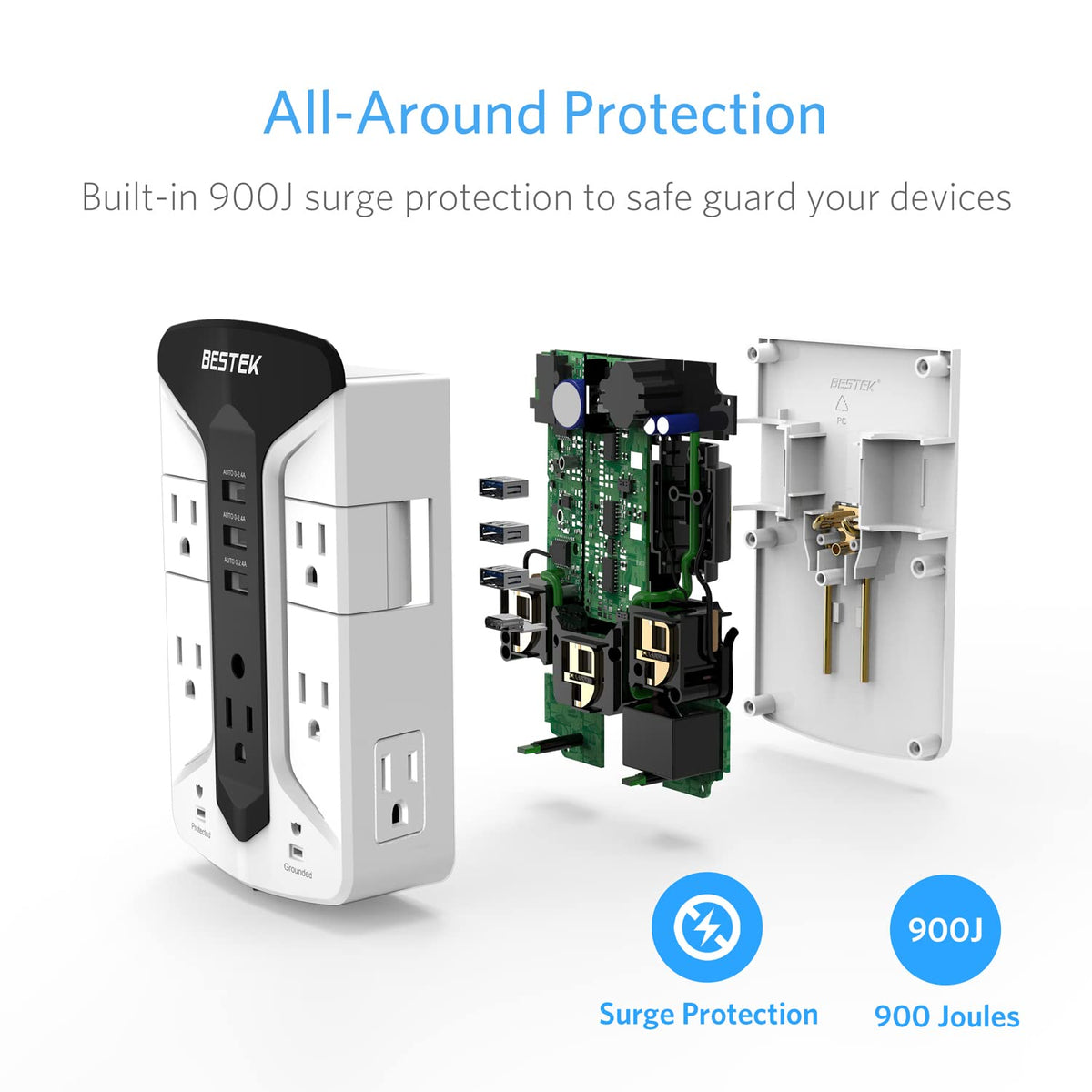 BESTEK top phone holder with smartphone, keeps device secure while charging