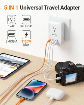 BESTEK travel adapter US/Japan Type A plug for North American devices abroad