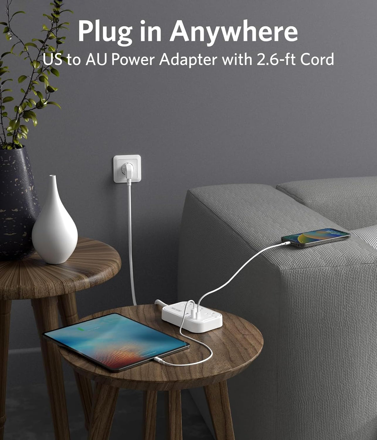 Bestek travel outlet mounted on a wall for convenient access on the go.