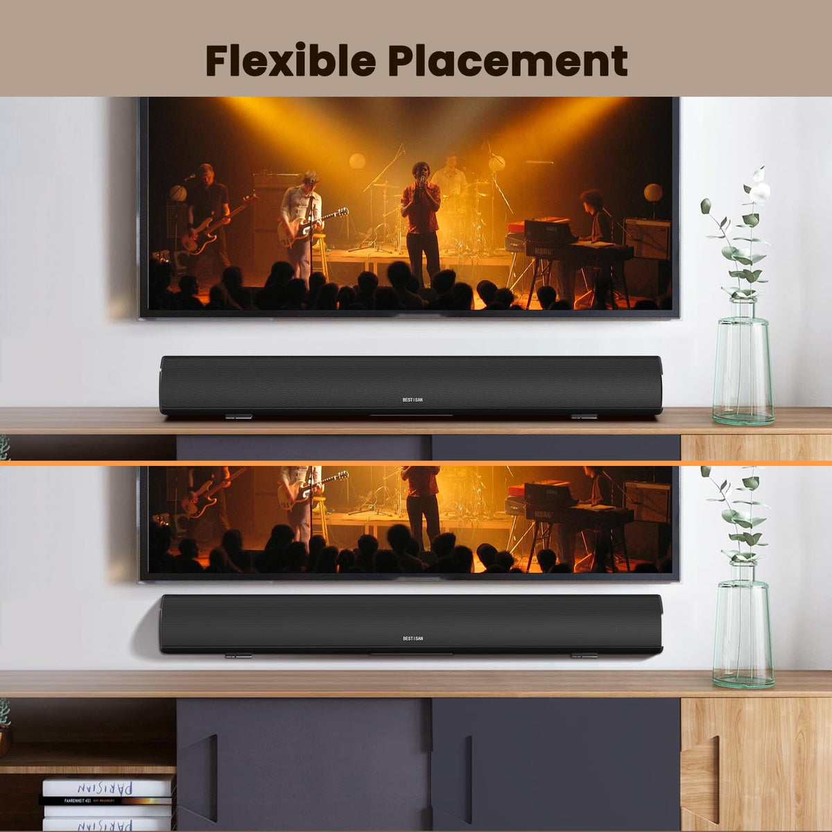Bass adjustment control on BESTISAN soundbar for customized depth in media