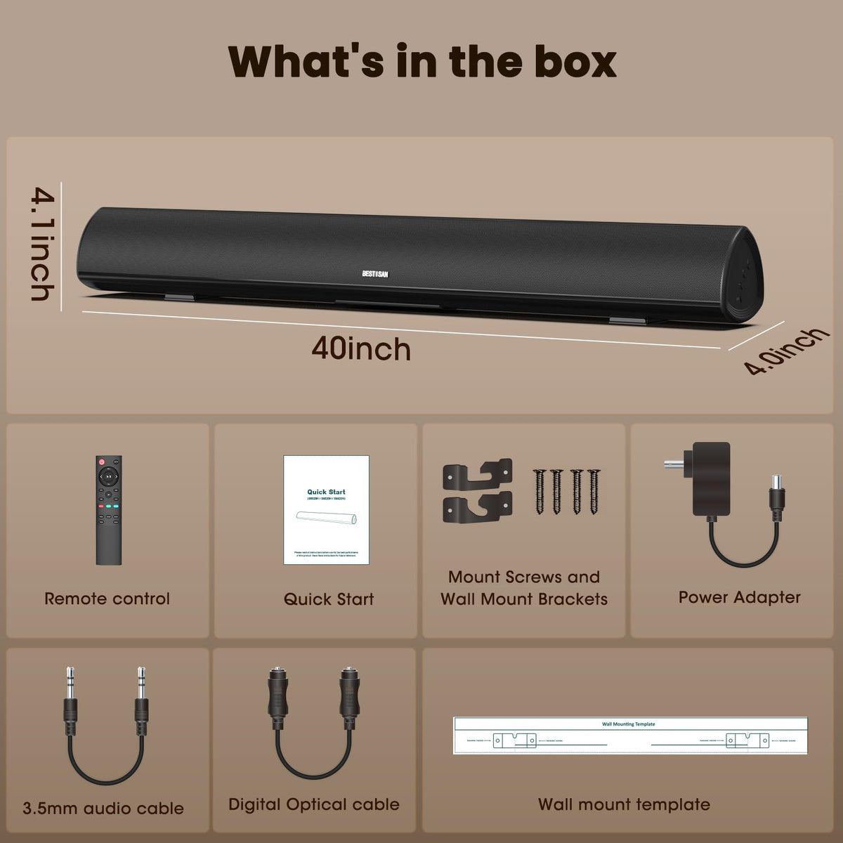 Compact BESTISAN remote control for quick sound adjustments from seating