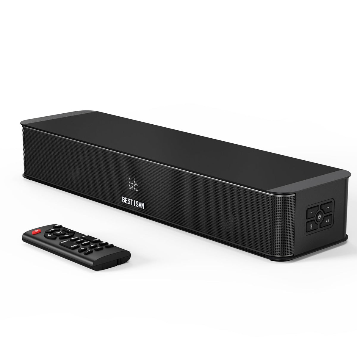 BESTISAN 2.1ch soundbar front view for a slim, immersive TV setup.
