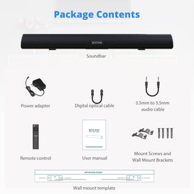 Bestisan 80W soundbar bass ports delivering fuller bass with minimal distortion.