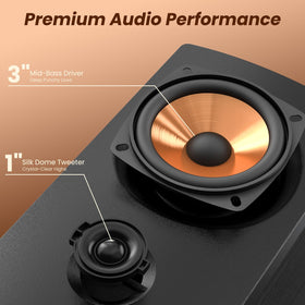 Bestisan active bookshelf speaker side view showing slim profile