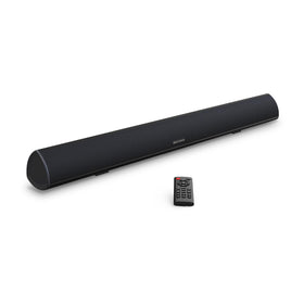 Bestisan soundbar front view highlighting compact design and immersive audio for living spaces