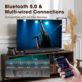 Bestisan soundbar wall mount image illustrating a clean, space-saving setup