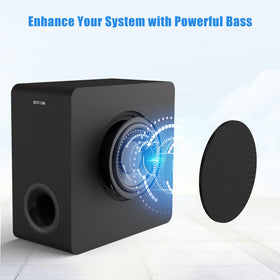 BESTISAN SW65D compact size blends with stereo systems and living rooms.