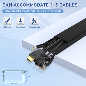 Bestong cable cover wall channel close up shows slim channels for tidy cords.