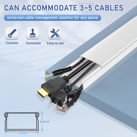 Bestong cable cover wall kit laid out, illustrating even cable management across 157-inch channel.